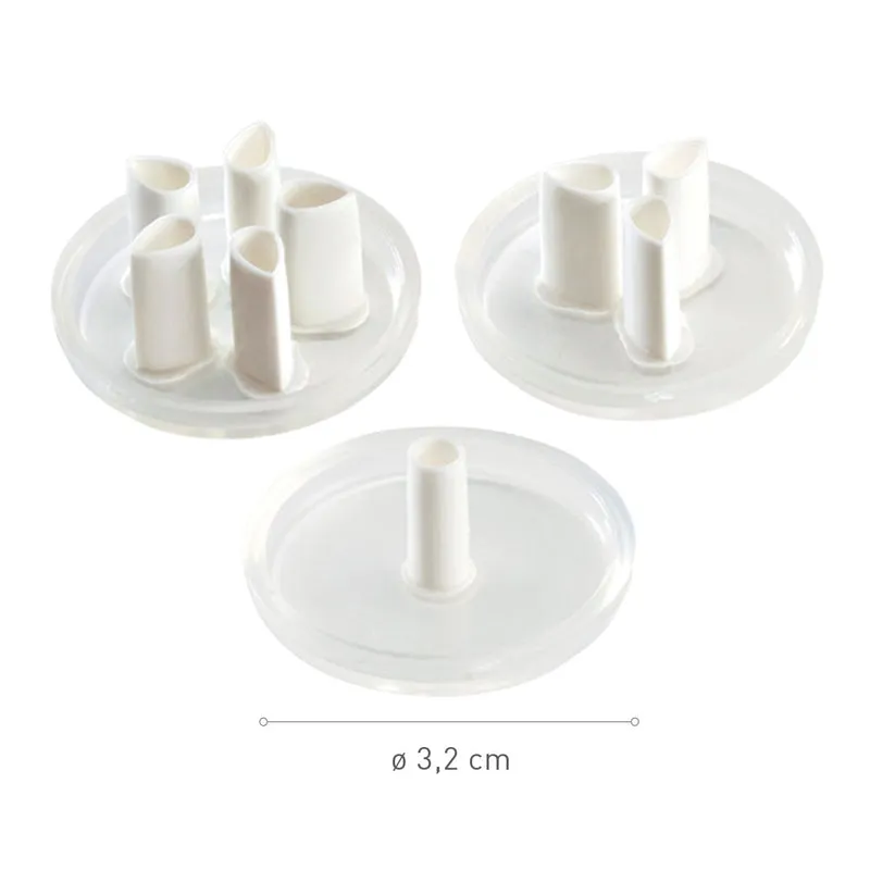 CORTAPASTAS DE FONDANT 1 ,3 Y 5 PÉTALOS