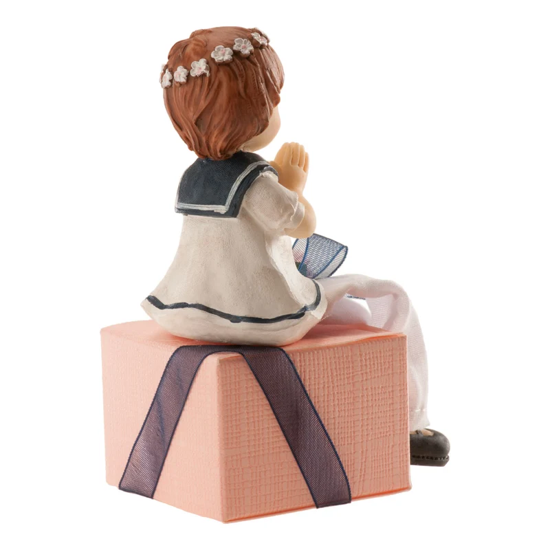 FIGURA TARTA COMUNIÓN NIÑA EN CAJA ROSA 11CM