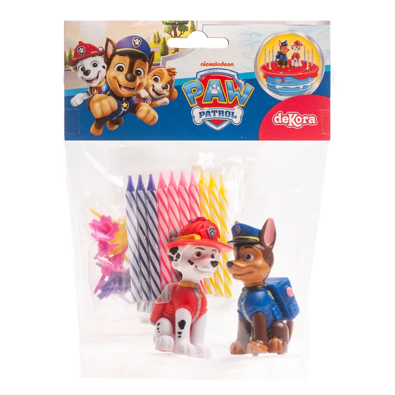 KIT PVC RETAIL PAW PATROL CON 10 VELAS PARA DECORAR TARTAS