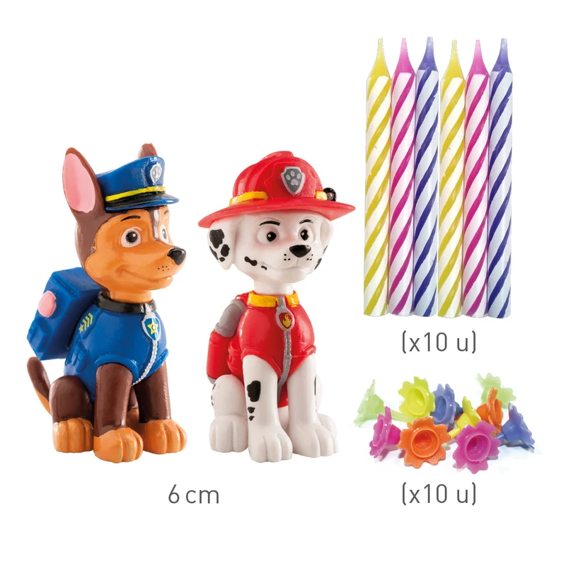 KIT PVC RETAIL PAW PATROL CON 10 VELAS PARA DECORAR TARTAS