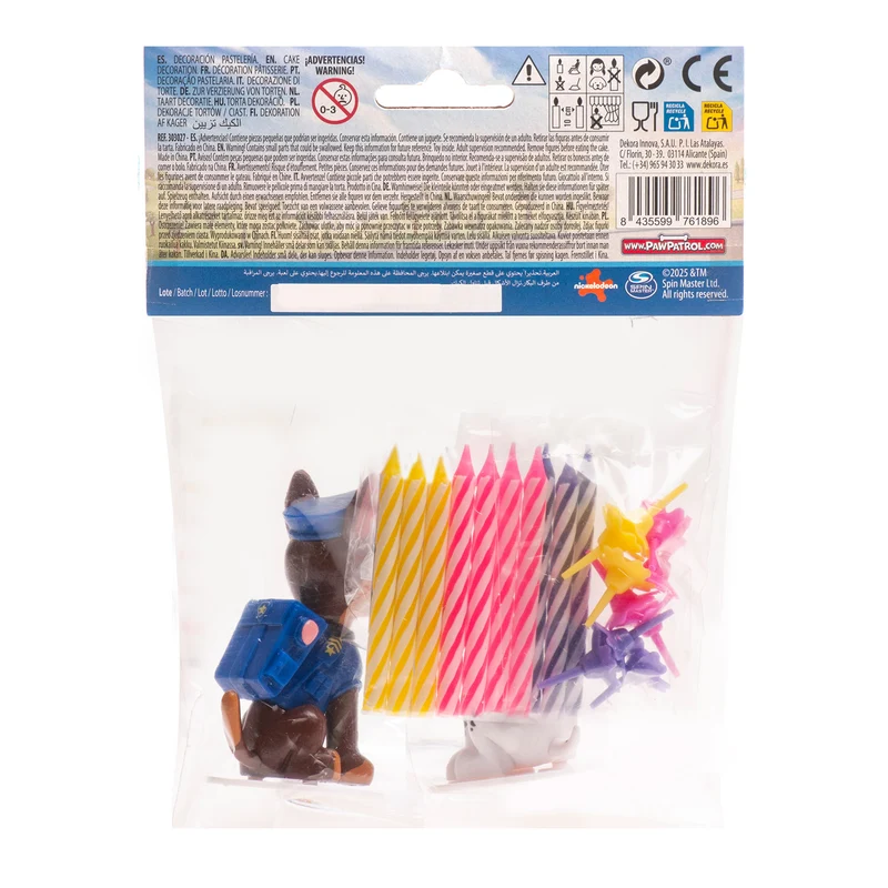 KIT PVC RETAIL PAW PATROL CON 10 VELAS PARA DECORAR TARTAS