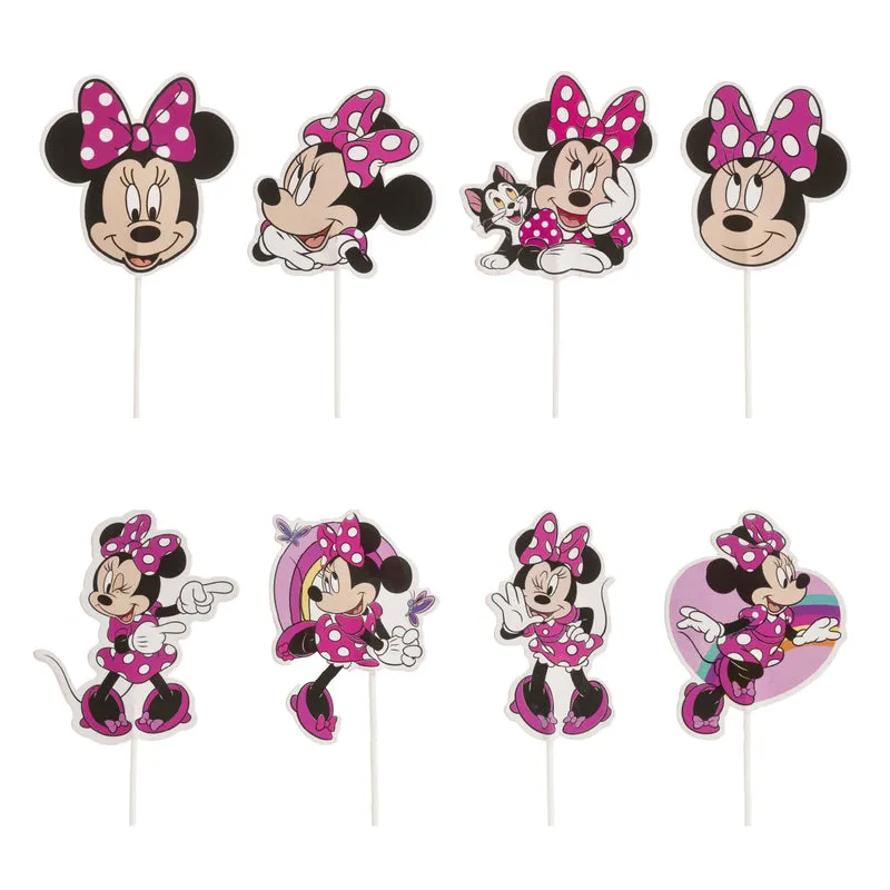 CAKE TOPPER PAPEL MINNIE MOUSE 8 MODELOS 16 UNIDADES