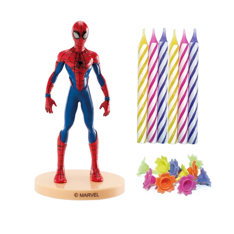 KIT PVC RETAIL SPIDERMAN CON 10 VELAS PARA DECORAR TARTAS