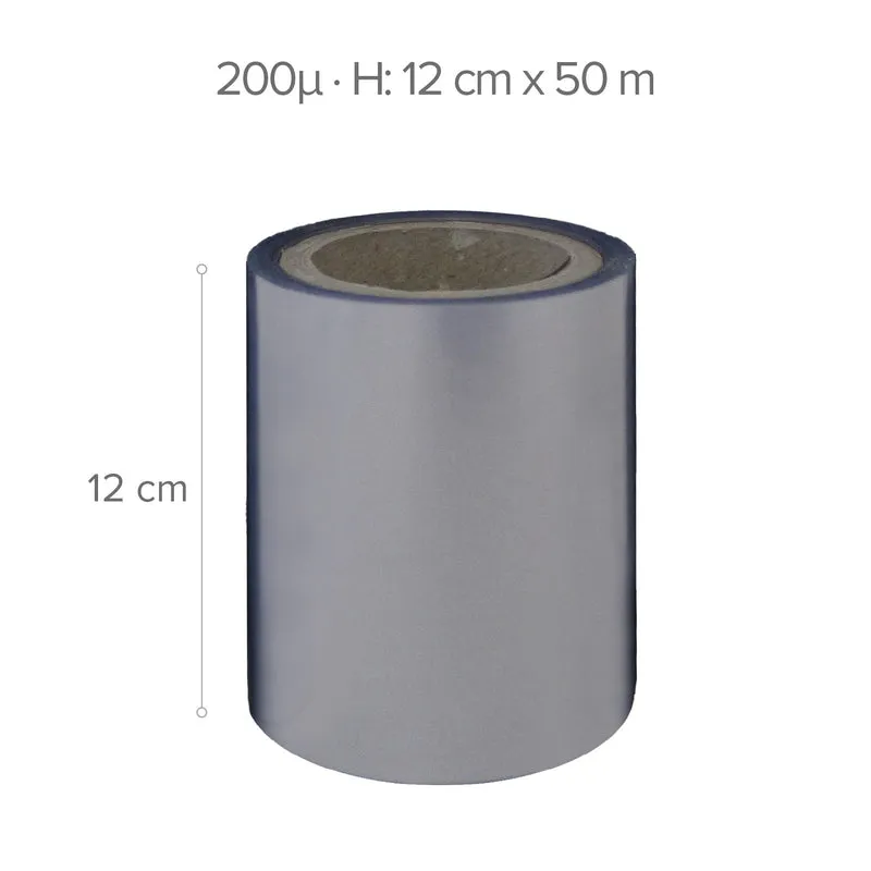 PVC ROLLO TRANSPARENTE – 50 M – H12 CM – 200µ (ACETATO)