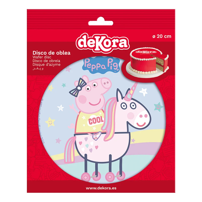 6 DISCOS OBLEA PARA TARTAS PEPPA PIG 20 CM