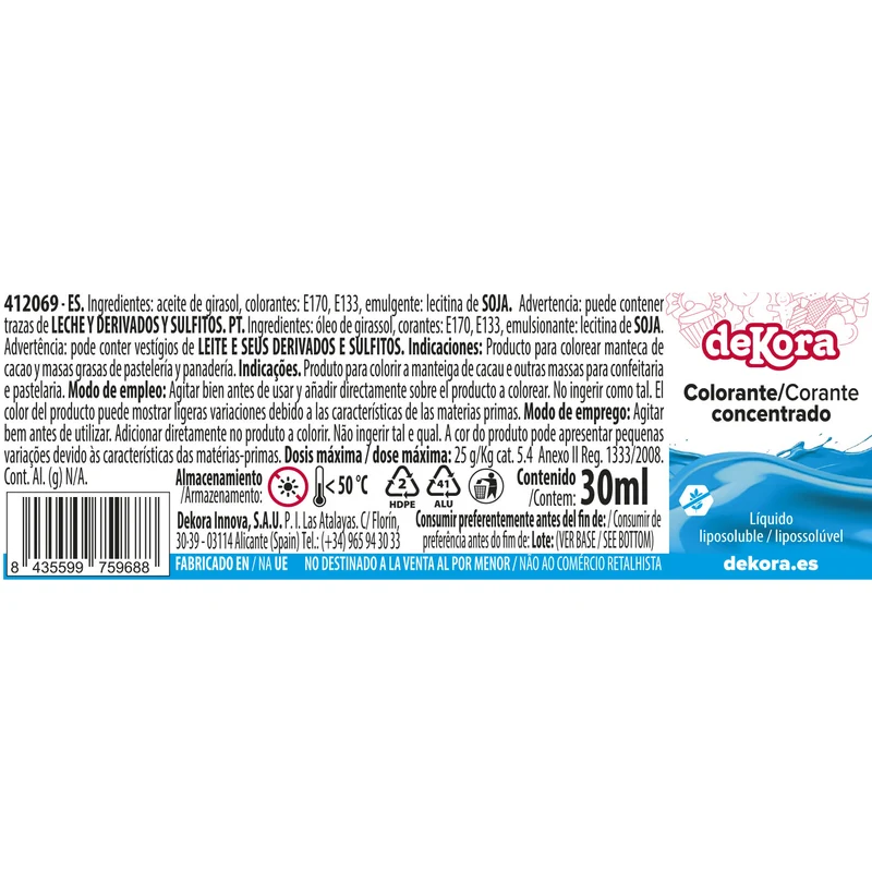 COLORANTE LIQUIDO LIPOSOLUBLE CONCENTRADO AZUL 30ML AZF