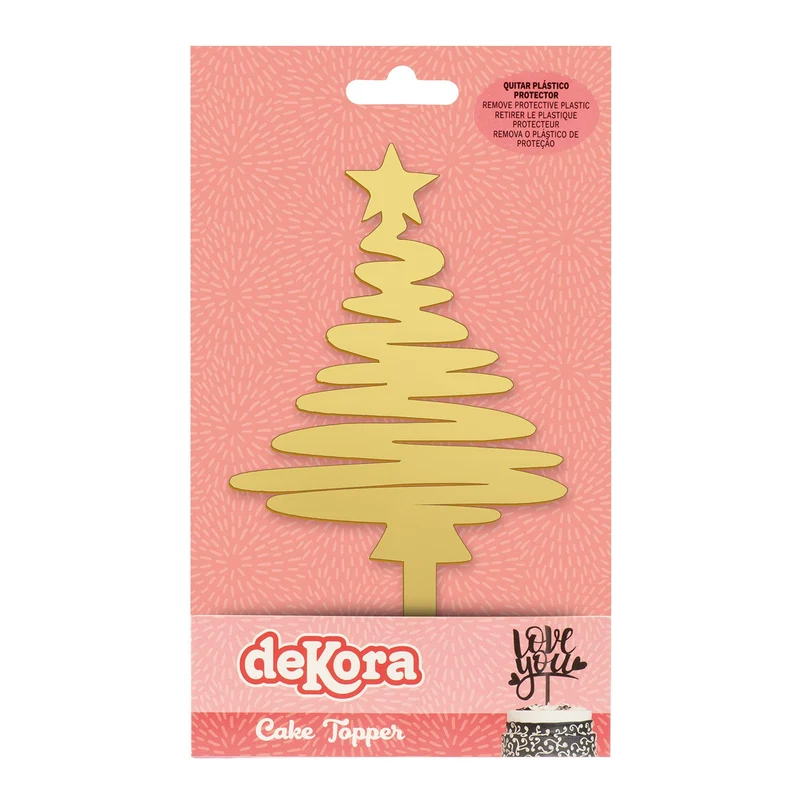 CAKE TOPPER ÁRBOL DE NAVIDAD ORO 16.5X8CM