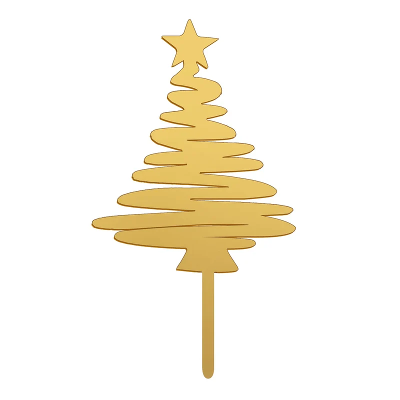 CAKE TOPPER ÁRBOL DE NAVIDAD ORO 16.5X8CM