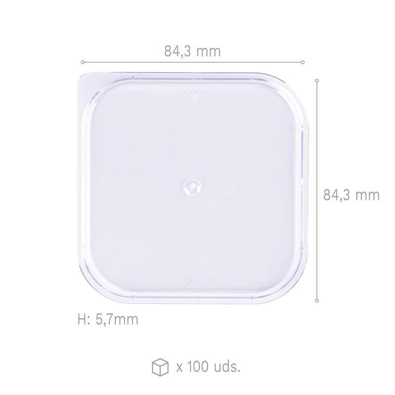 TAPA PARA VASITO PLÁSTICO KUBITO 84.3X84.3H5.7MM