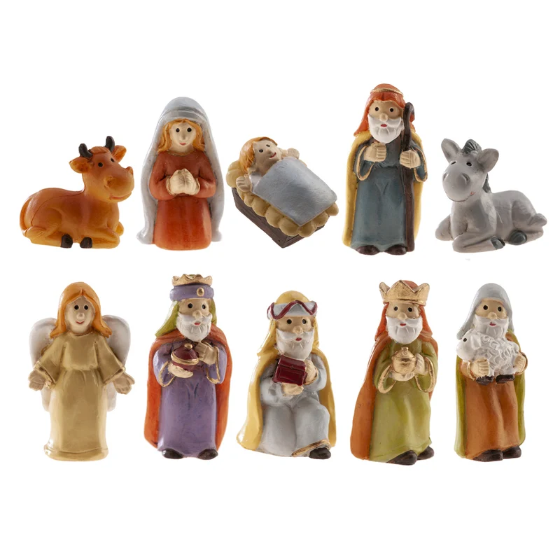 SURTIDO FIGURAS DE BELÉN DE RESINA 10 PIEZAS 3-3.5CM