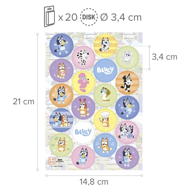 MINI DISCOS COMESTIBLES BLUEY Y BINGO Ø 3,4CM ZERO A5