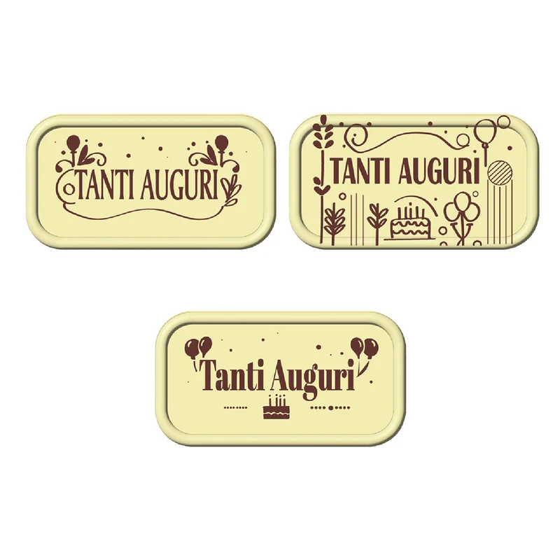 LETRERO CHOCOLATE BLANCO SURTIDO TANTI AUGURI 75 UNIDADES