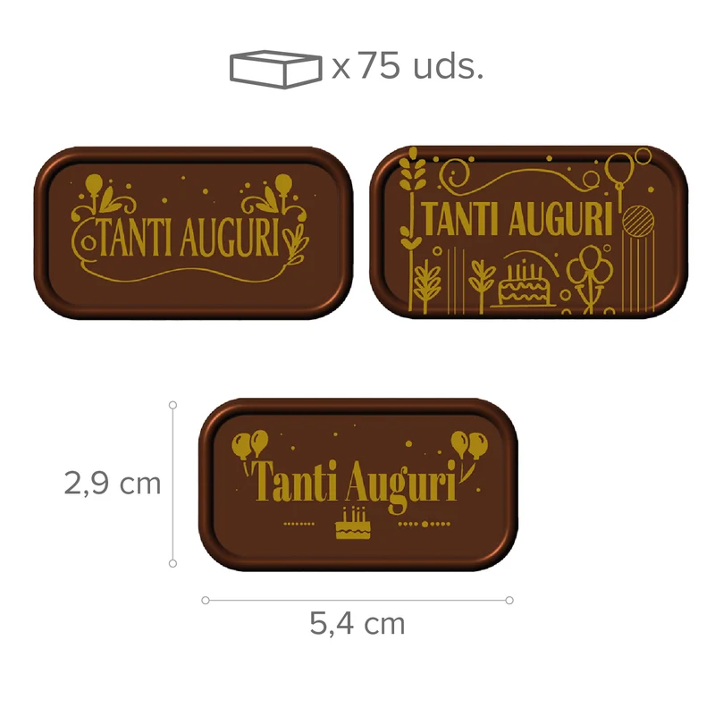 LETRERO CHOCOLATE NEGRO SURTIDO TANTI AUGURI 75 UNIDADES