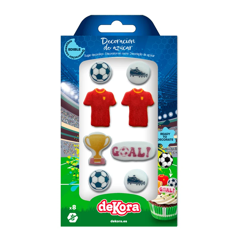 BLISTER DECORACIÓN AZÚCAR 2D FÚTBOL 8 UNIDADES