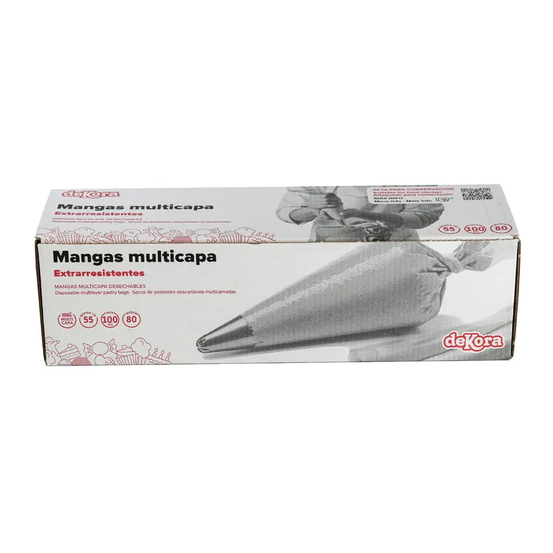 MANGA DESECHABLE TRANSP. MULTICAPA 55CM 100 UDS 80 MICRAS