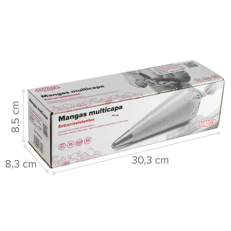 MANGA DESECHABLE TRANSP. MULTICAPA 55CM 100 UDS 80 MICRAS