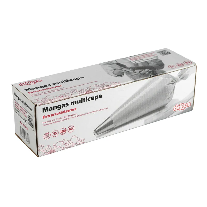 MANGA DESECHABLE TRANSP. MULTICAPA 55CM 100 UDS 80 MICRAS