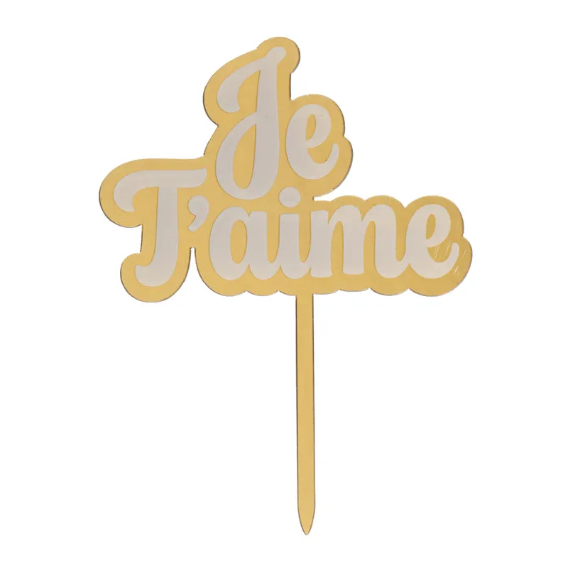 CAKE TOPPER JE T'AIME DORADO 11,5X15,5CM