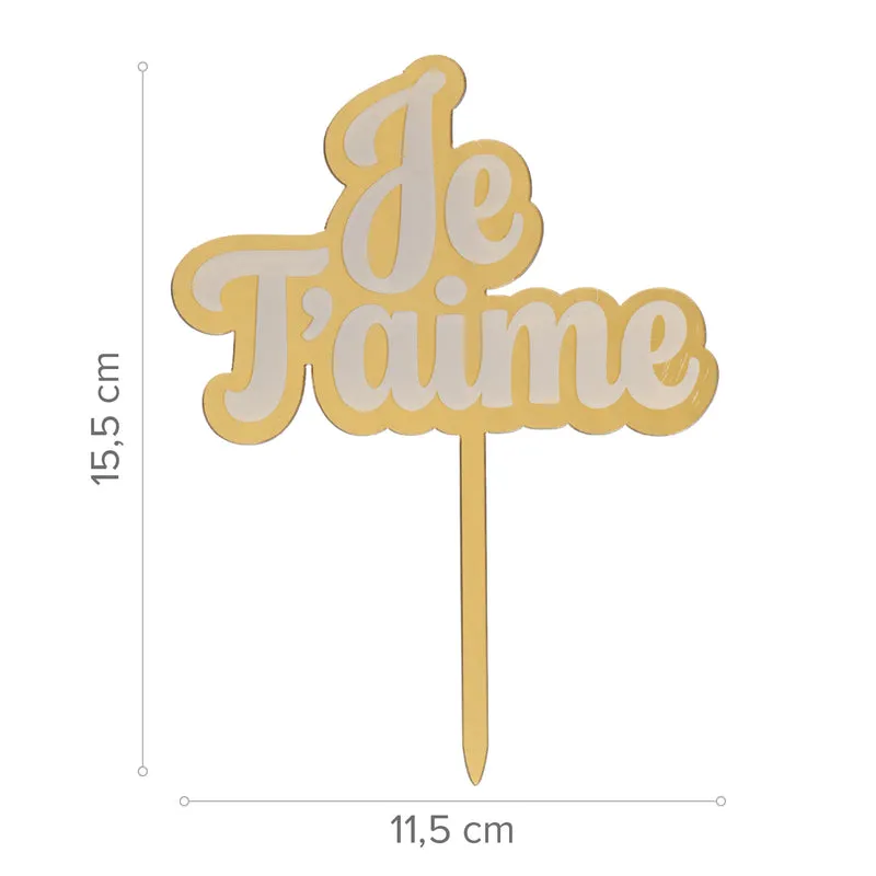 CAKE TOPPER JE T'AIME DORADO 11,5X15,5CM