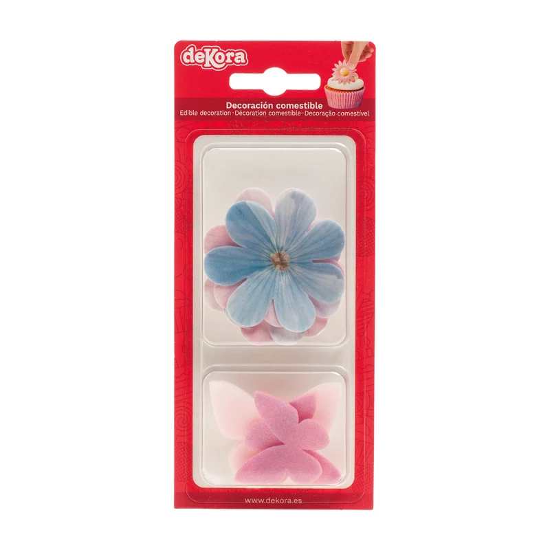 BLISTER MIX FLORES Y MARIPOSAS DE OBLEA
