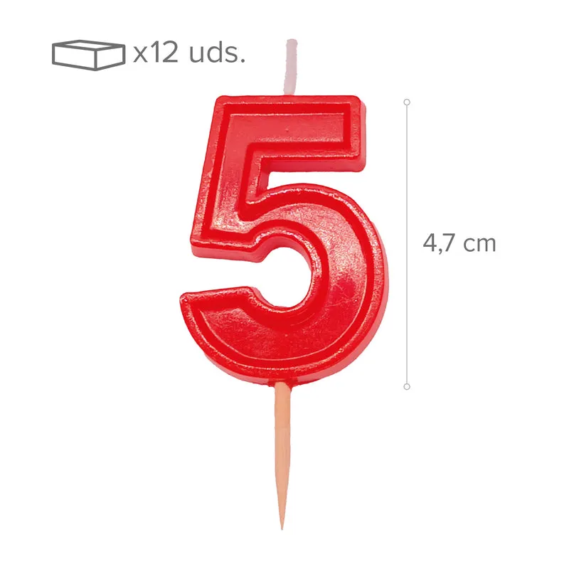 12 VELAS NUMERO 5 HELVET