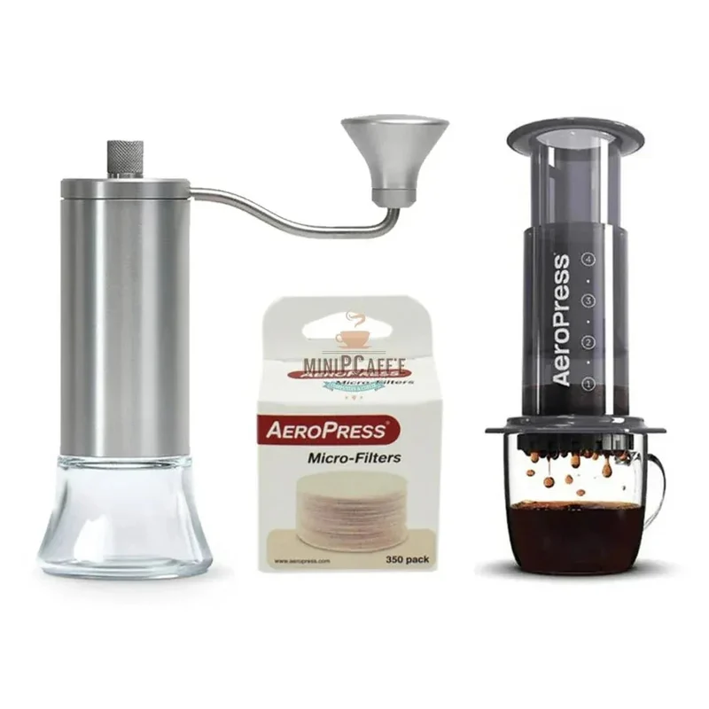AeroPress Coffee Brewing Set with Eureka Hand Grinder and Scale