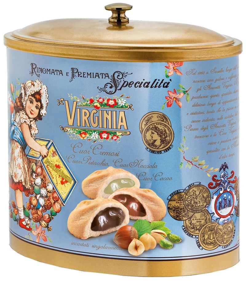 Amaretti Virginia - Biscotti ripieni di crema al pistacchio, alle nocciole e al cacao
