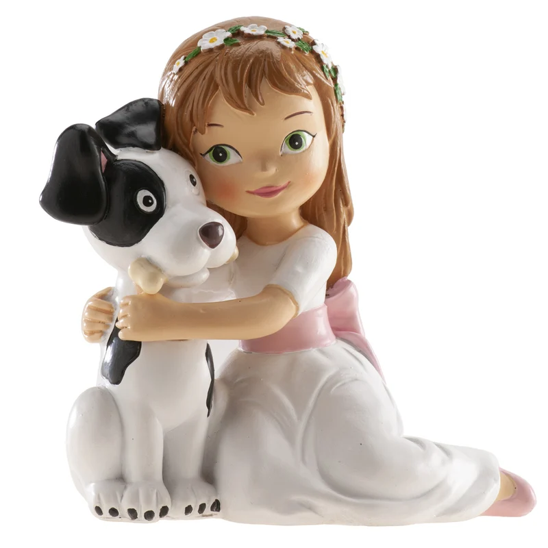 NIÑA COMUNIÓN SENTADA CON PERRO 11,5CM