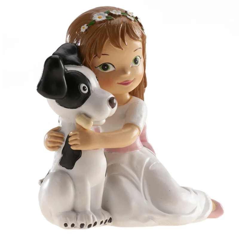 NIÑA COMUNIÓN SENTADA CON PERRO 11,5CM