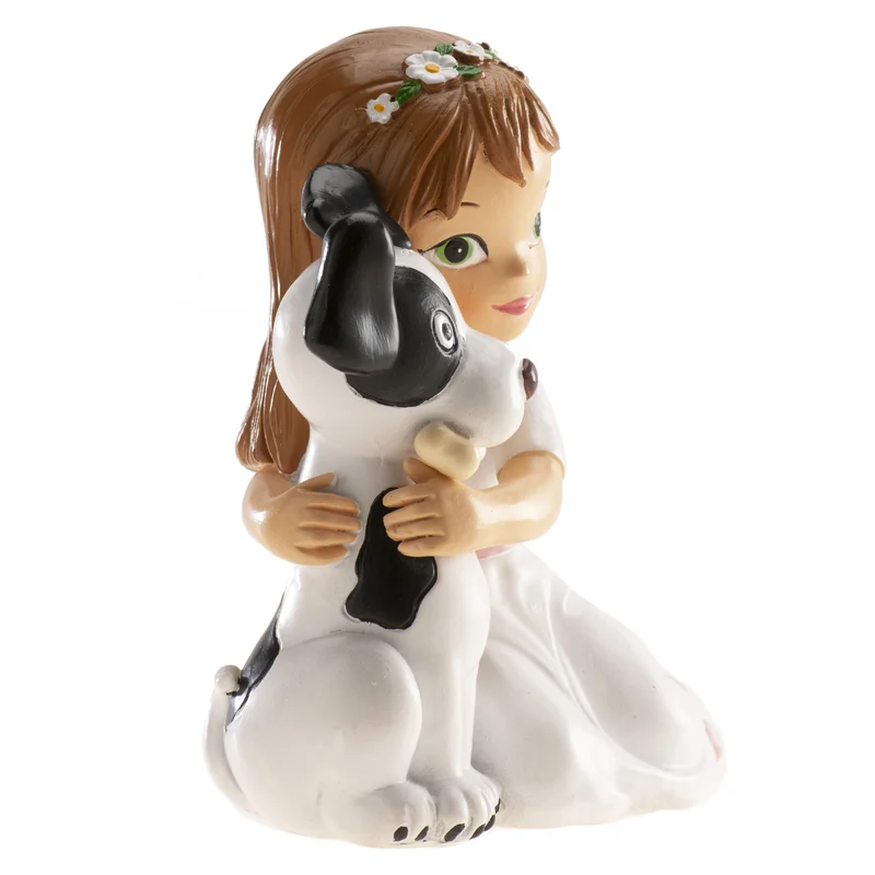 NIÑA COMUNIÓN SENTADA CON PERRO 11,5CM