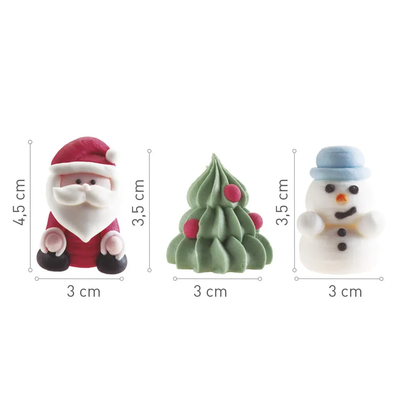 AZÚCAR 3D PAPÁ NOEL, ÁRBOL Y MUÑECO NIEVE 3~4.5CM