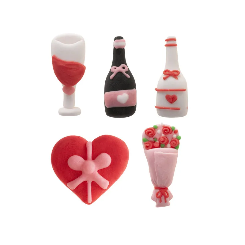 DECORACIÓN AZÚCAR SURTIDO ROMÁNTICO 5 DISEÑOS