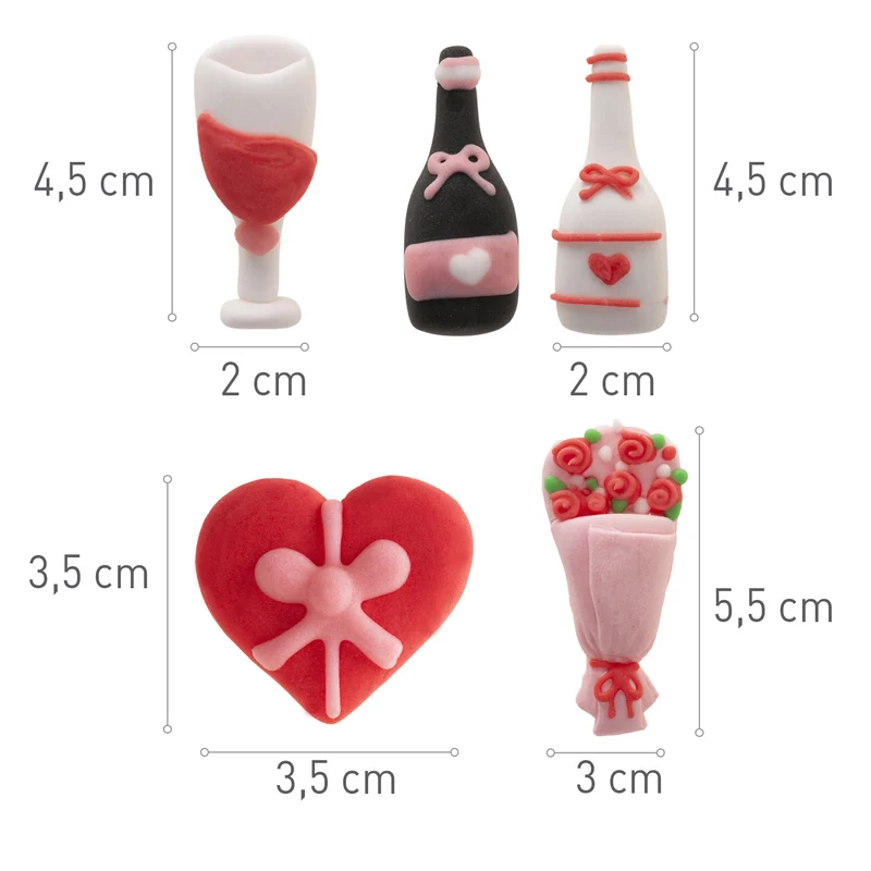 DECORACIÓN AZÚCAR SURTIDO ROMÁNTICO 5 DISEÑOS