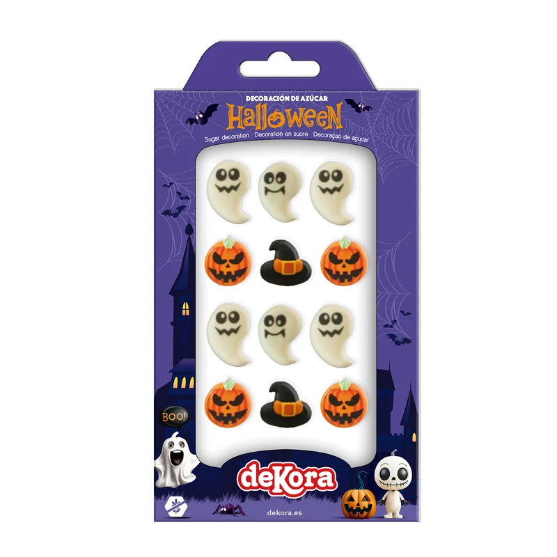 DECORACIÓN AZÚCAR FANTASMA, CALABAZA Y BRUJA