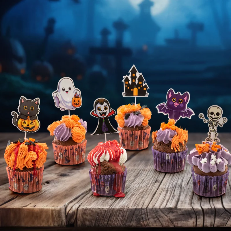 CAKE TOPPER PAPEL SURTIDO HALLOWEEN 8 MODELOS 16 UNIDADES