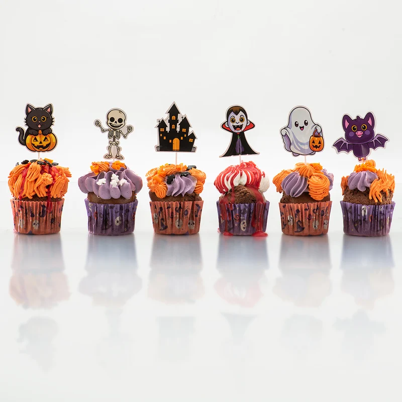 CAKE TOPPER PAPEL SURTIDO HALLOWEEN 8 MODELOS 16 UNIDADES