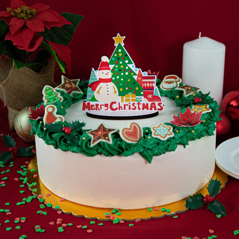 CAKE TOPPER MERRY CHRISTMAS 11X11CM