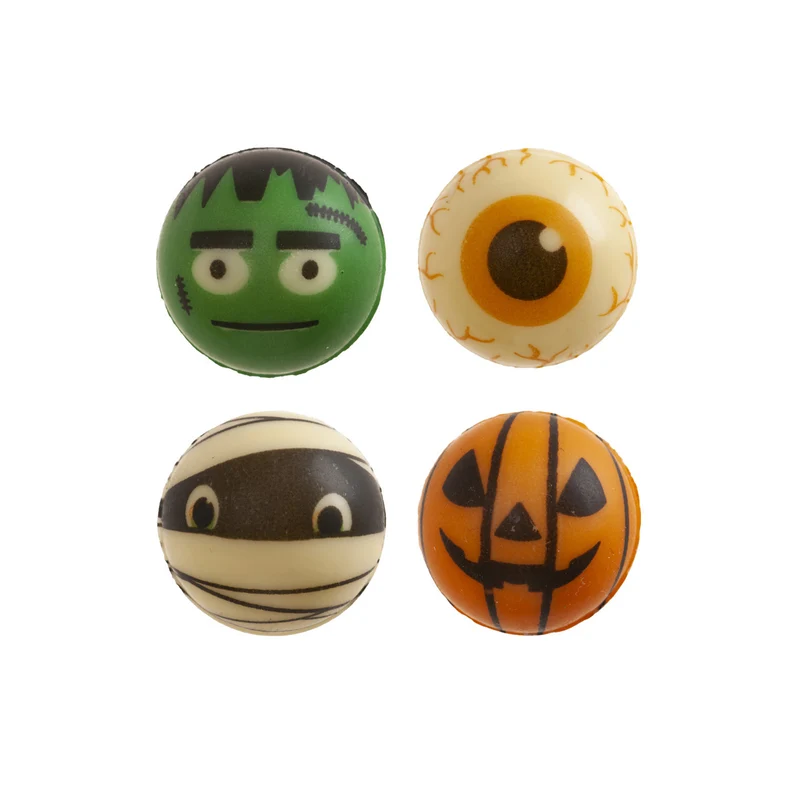 DECORACION CHOCO BLANCO SURTIDO BOLAS HALLOWEEN 4 MOD 56 UDS