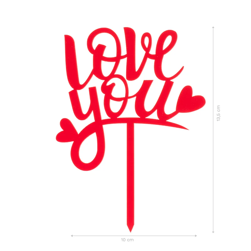 CAKE TOPPER LOVE YOU 13,5X10CM