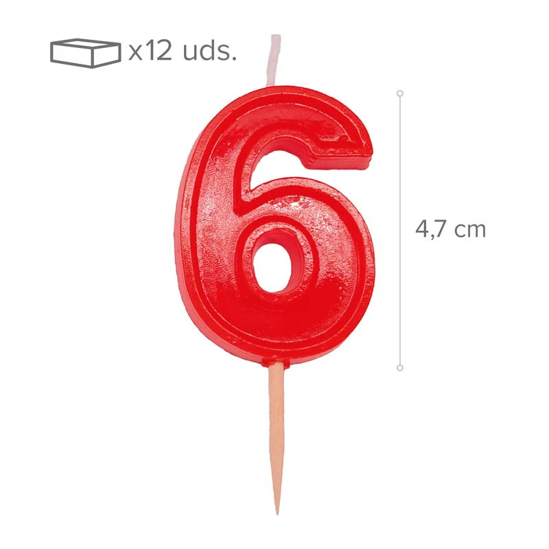 12 VELAS NUMERO 6 HELVET