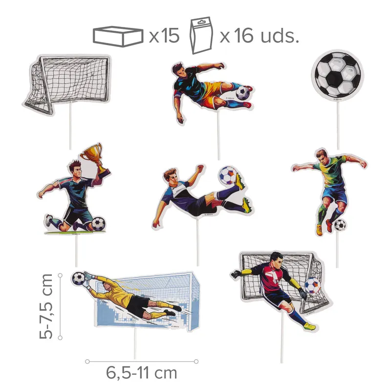 CAKE TOPPER PAPEL FÚTBOL 16 UNIDADES
