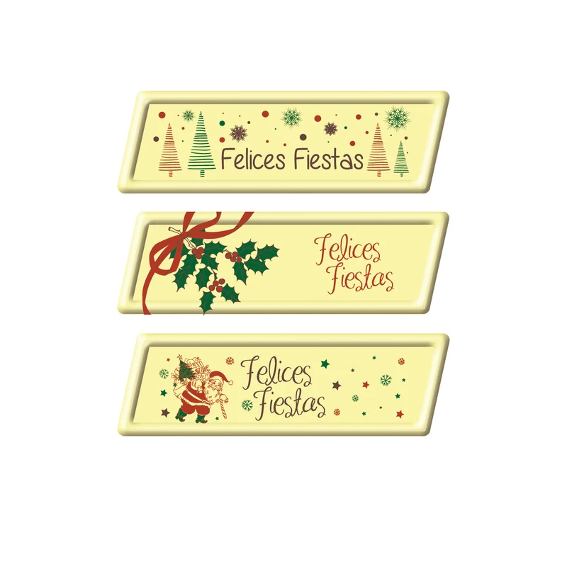 LETRERO CHOCOLATE BLANCO SURTIDO FELICES FIESTAS 3MOD 66 UDS