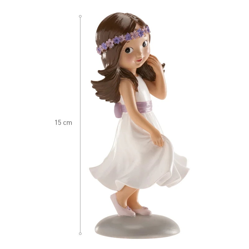 FIGURA TARTA COMUNIÓN NIÑA LAZO VIOLETA IRENE 15 CM