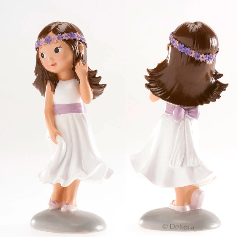 FIGURA TARTA COMUNIÓN NIÑA LAZO VIOLETA IRENE 15 CM