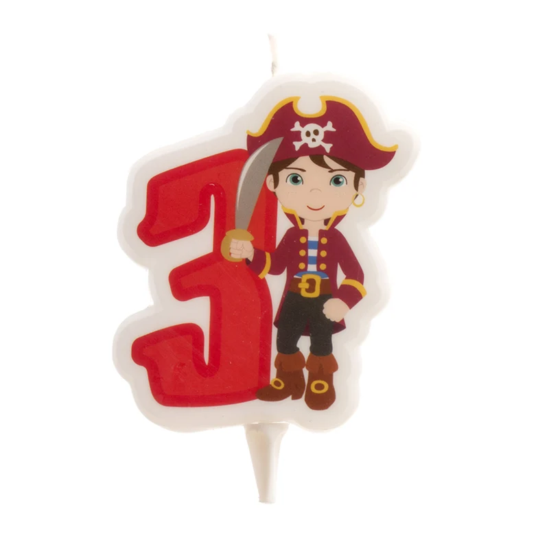 DISPLAY 12 VELAS 2D PIRATAS Nº3 | 7CM