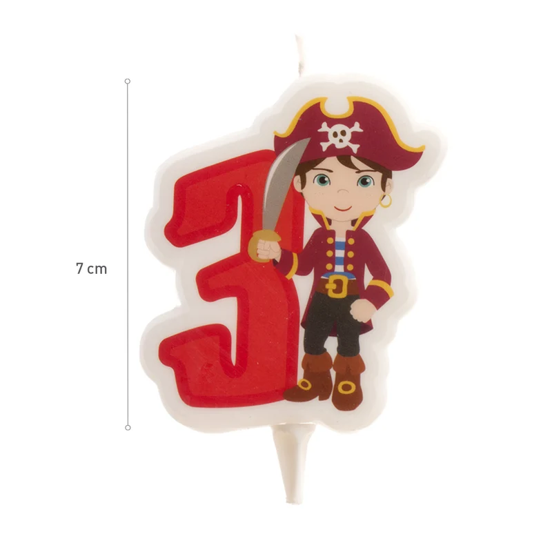 DISPLAY 12 VELAS 2D PIRATAS Nº3 | 7CM