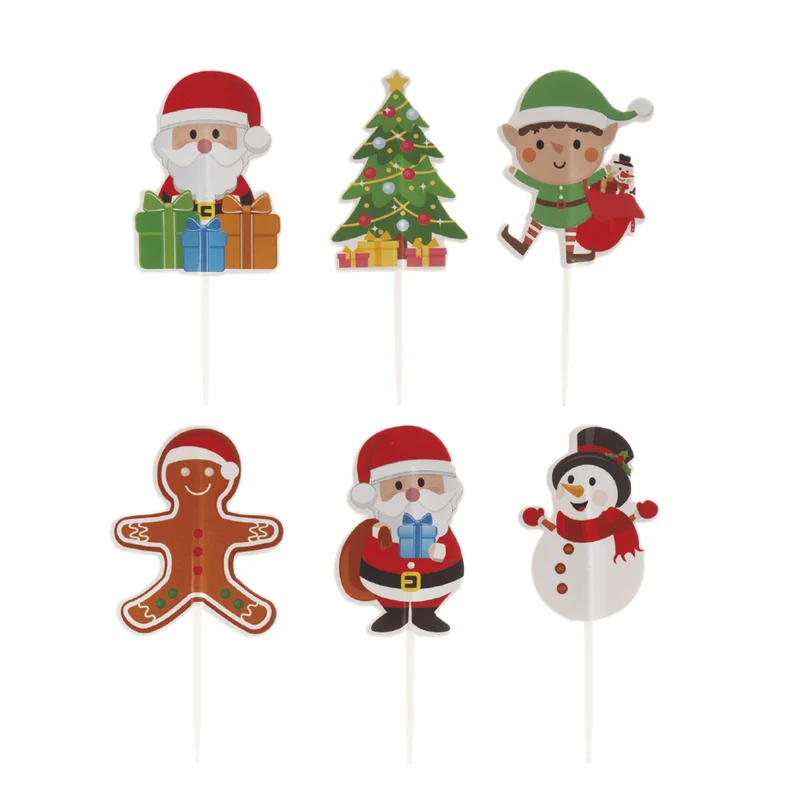 CAKE TOPPERS PAPEL NAVIDAD 6 MODELOS 30 UNIDADES