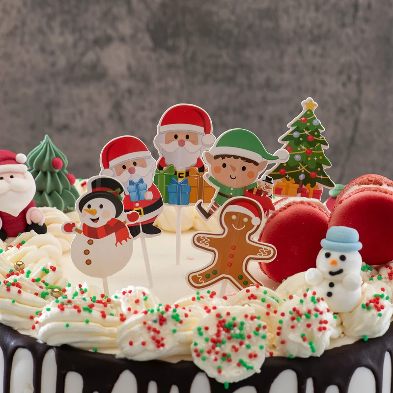 CAKE TOPPERS PAPEL NAVIDAD 6 MODELOS 30 UNIDADES