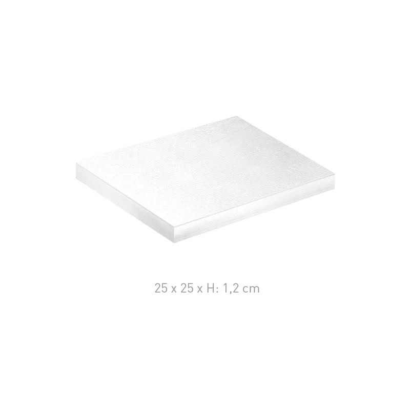 BASE DE TARTA CUADRADA BLANCA 25X25H1.2CM