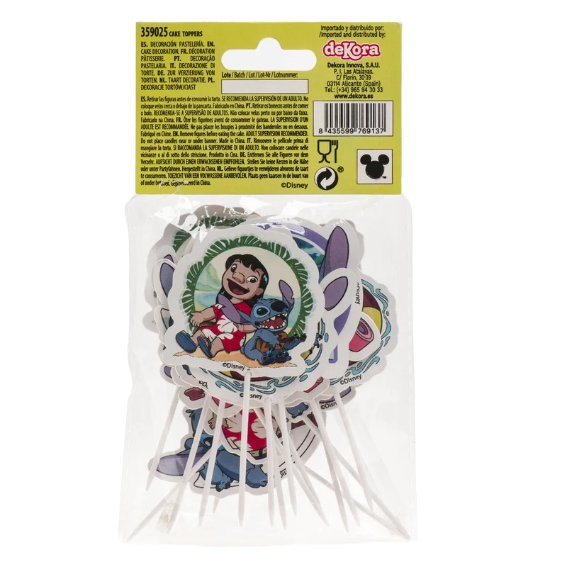CAKE TOPPER PAPEL STITCH 8 MODELOS 16 UNIDADES